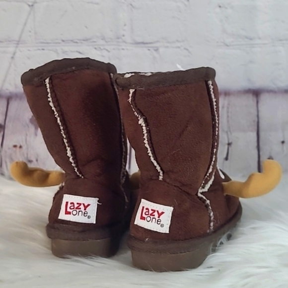Lazy One Brown Moose Deer Buck Winter Shearling Sherpa Kids Boots Size XS 6-7 - Picture 6 of 13